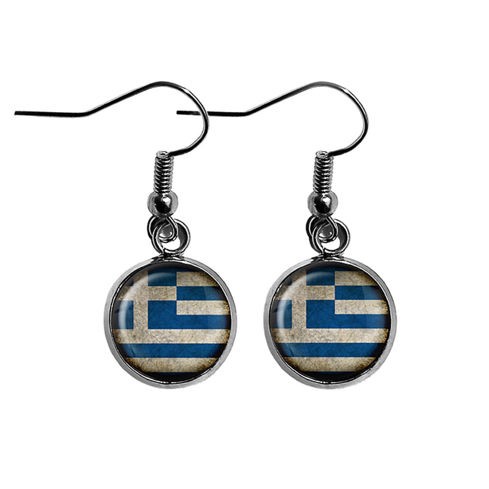 Greece Greek Ελλάδα Flag Surgical Steel Earrings