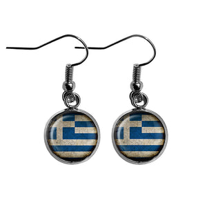 Greece Greek Ελλάδα Flag Surgical Steel Earrings