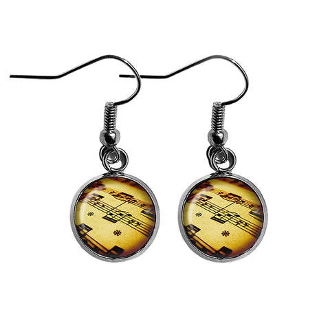 Sheet Music Musical Notes Surgical Steel Earrings