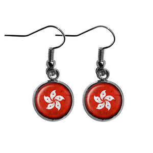 Hong Kong 香港 Flag Surgical Steel Earrings