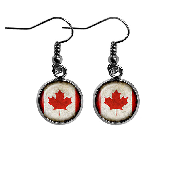 Canada Canadian Flag Surgical Steel Earrings