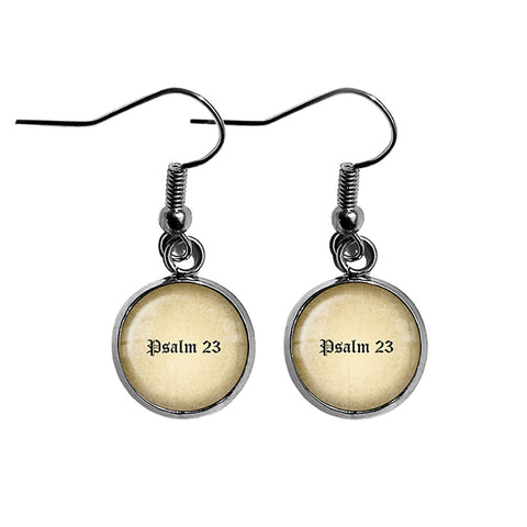Psalm 23 The Lord's Prayer King James Version Bible Surgical Steel Earrings