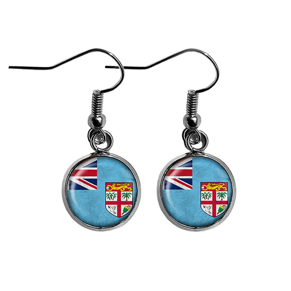 Fiji Fijian Flag Surgical Steel Earrings