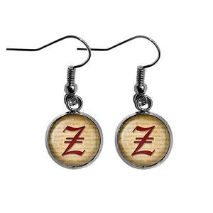Z Letter Old English Gothic Blackletter Magna Carta Surgical Steel Earrings