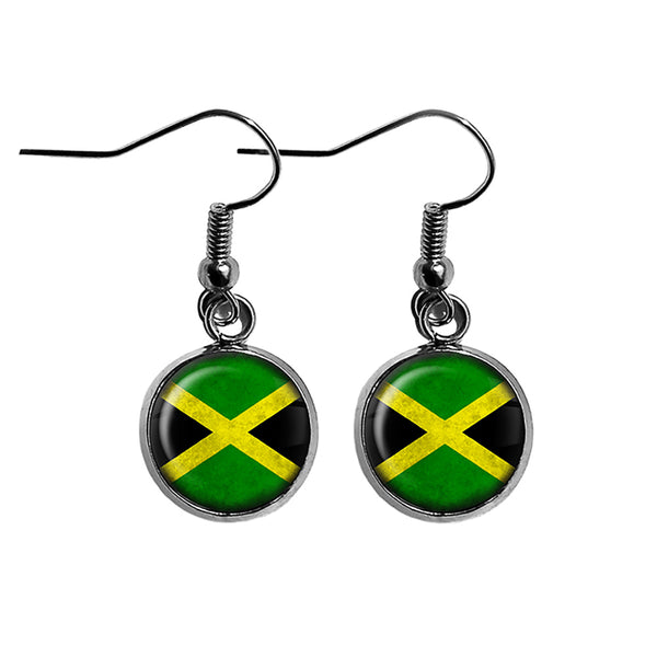 Jamaica Jamaican Flag Surgical Steel Earrings