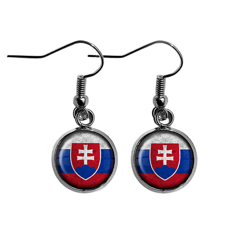 Slovakia Slovakian Flag Surgical Steel Earrings