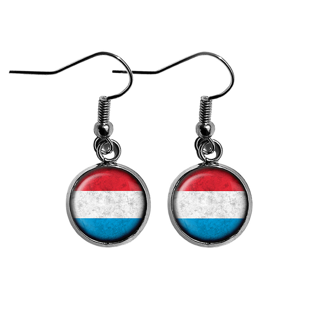 Luxembourg Lëtzebuerg Flag Surgical Steel Earrings