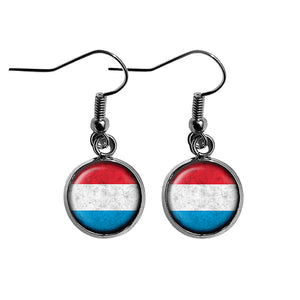 Luxembourg Lëtzebuerg Flag Surgical Steel Earrings