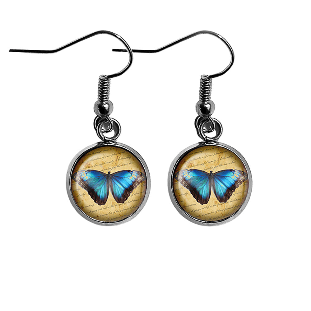 Blue Butterfly Surgical Steel Earrings