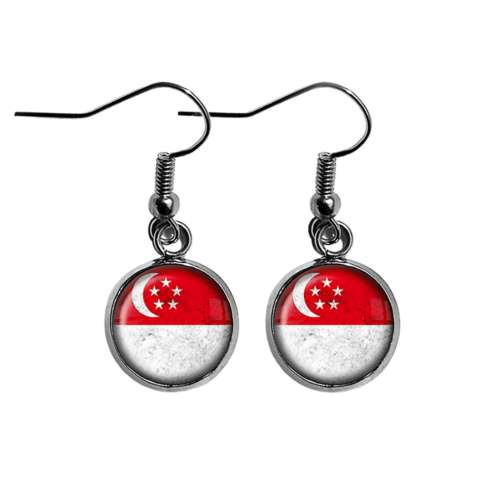 Singapore Singaporean Flag Surgical Steel Earrings