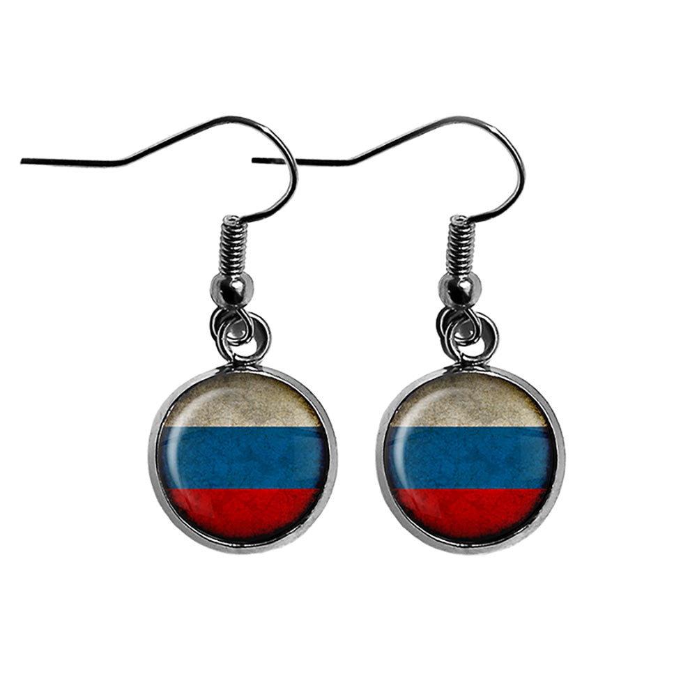 Russia Russian Россия Flag Surgical Steel Earrings
