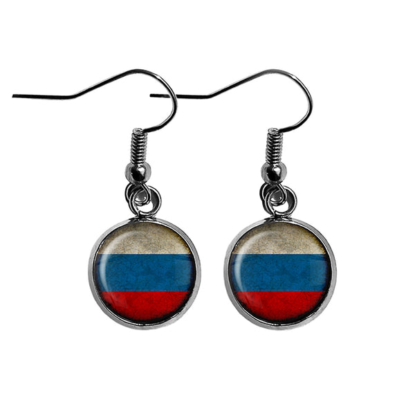 Russia Russian Россия Flag Surgical Steel Earrings
