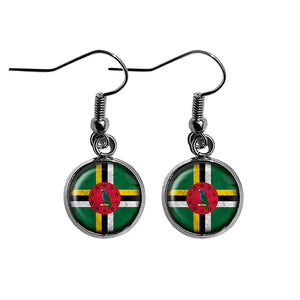 Dominica Dominican Dominiquais Flag Surgical Steel Earrings