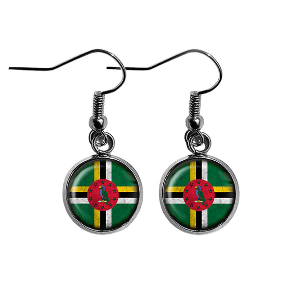 Dominica Dominican Dominiquais Flag Surgical Steel Earrings