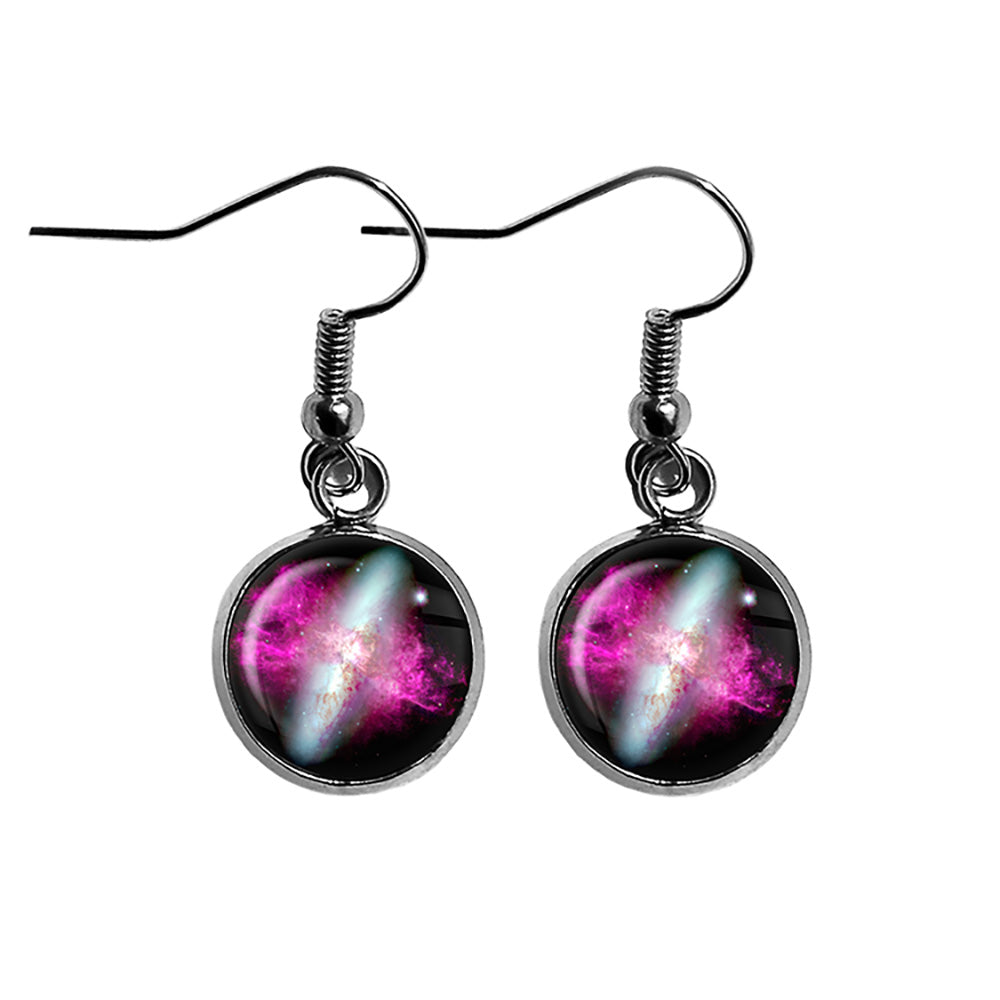 NASA Photograph Nebula Red White Surgical Steel Earrings