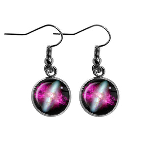 NASA Photograph Nebula Red White Surgical Steel Earrings