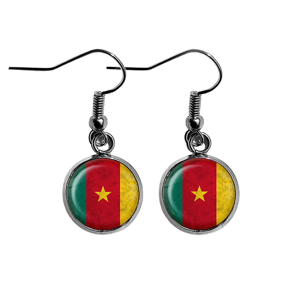 African Nation Cameroon Flag Surgical Steel Earrings