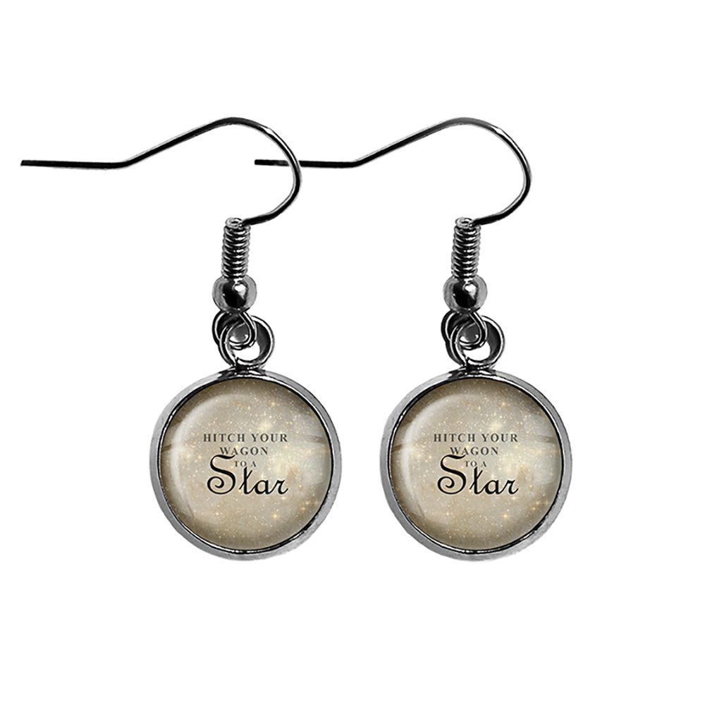Ralph Waldo Emerson Hitch Your Wagon to a Star Surgical Steel Earrings