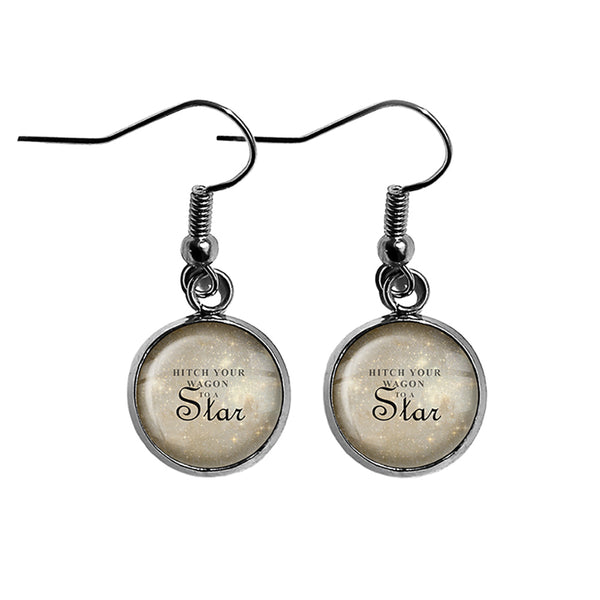Ralph Waldo Emerson Hitch Your Wagon to a Star Surgical Steel Earrings