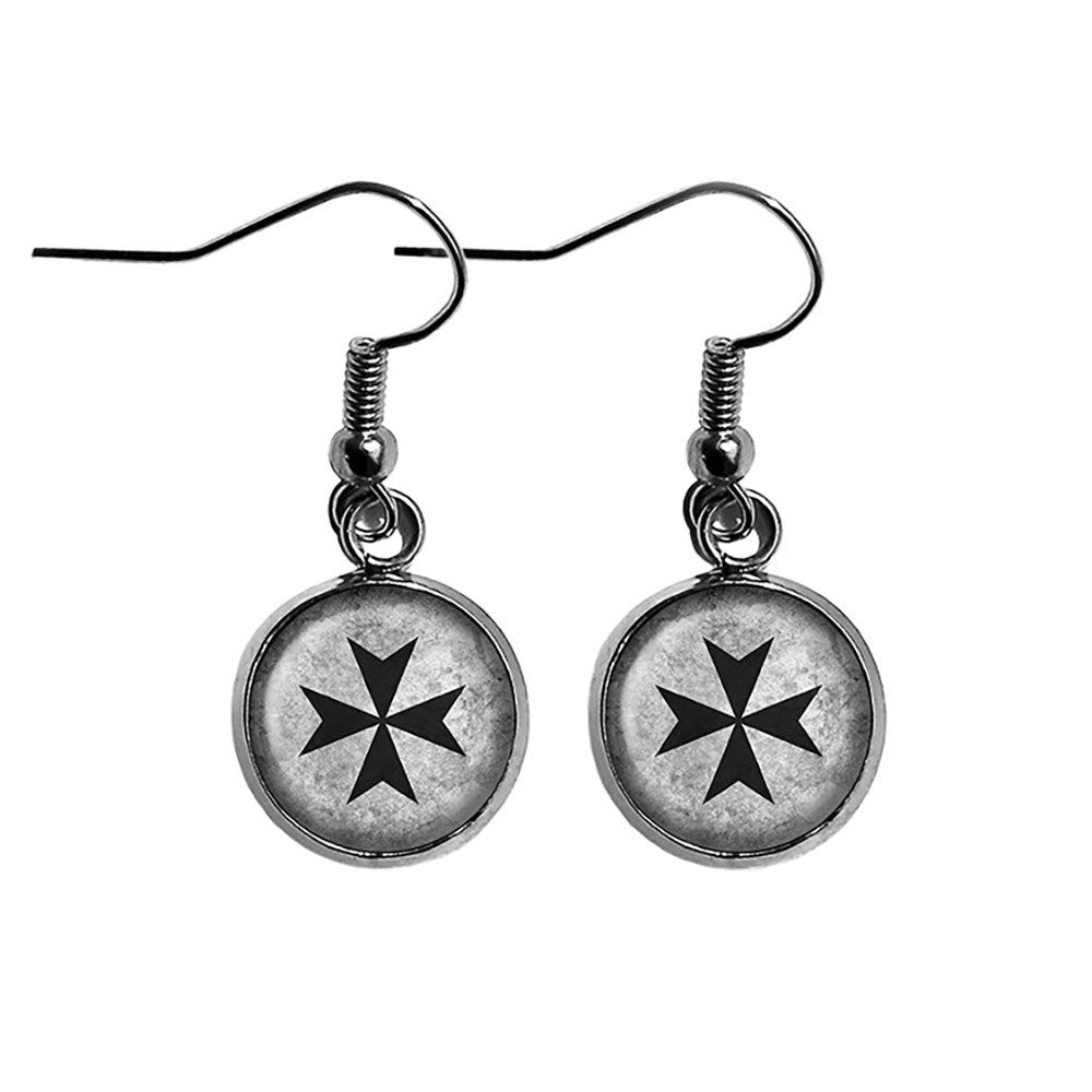 Worn Cross of the Teutonic Knights Teutones Surgical Steel Earrings