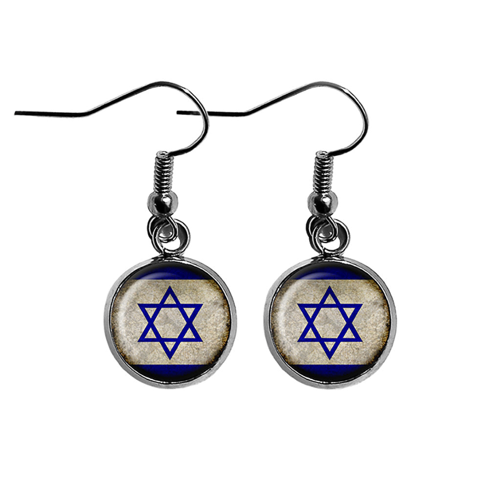 Israel Israeli Flag Surgical Steel Earrings