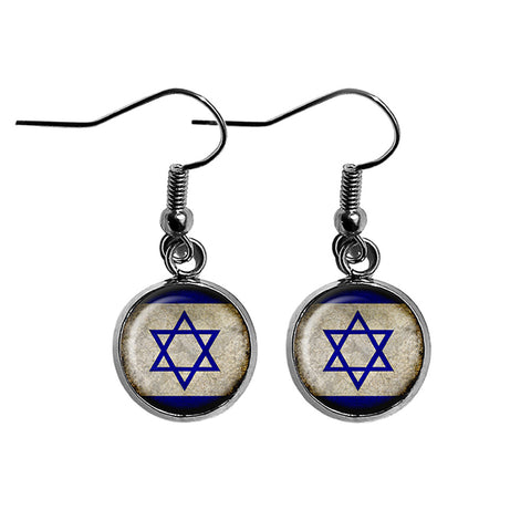 Israel Israeli Flag Surgical Steel Earrings