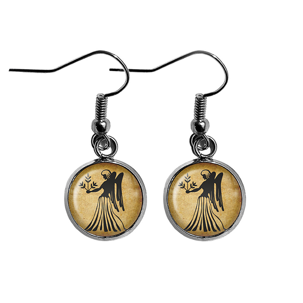 Zodiac Symbol Astrology Virgo Surgical Steel Earrings