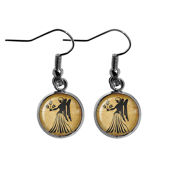 Zodiac Symbol Astrology Virgo Surgical Steel Earrings