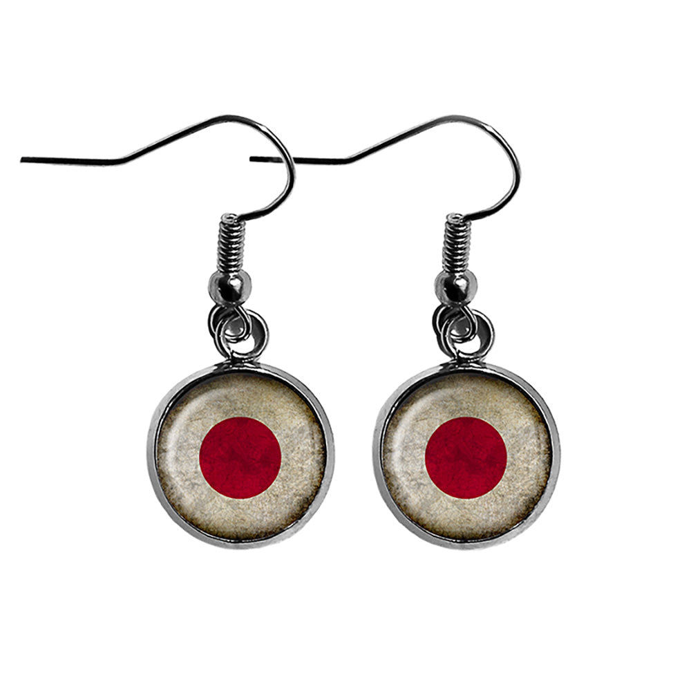 Japan Japanese Flag Surgical Steel Earrings