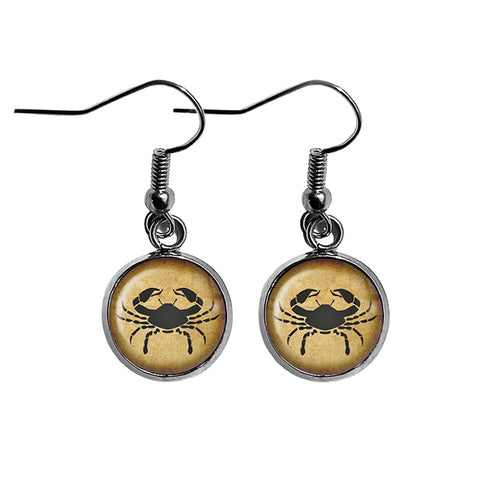 Zodiac Symbol Astrology Cancer Surgical Steel Earrings