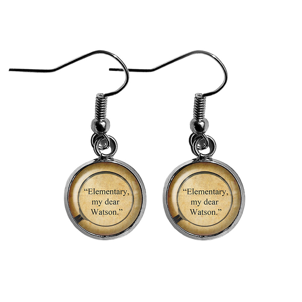 Sherlock Holmes Elementary my Dear Watson Magnifying Glass Surgical Steel Earrings