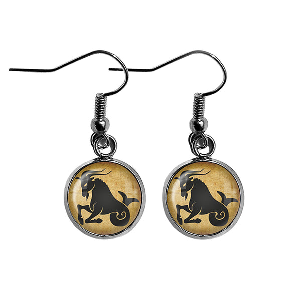 Zodiac Symbol Astrology Capricorn Surgical Steel Earrings