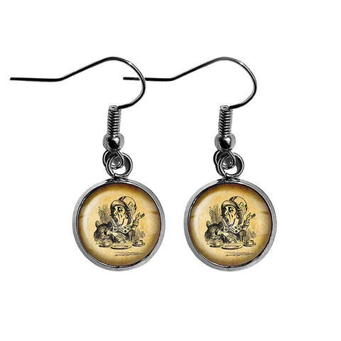Alice in Wonderland Mad Hatter Tea Party Surgical Steel Earrings