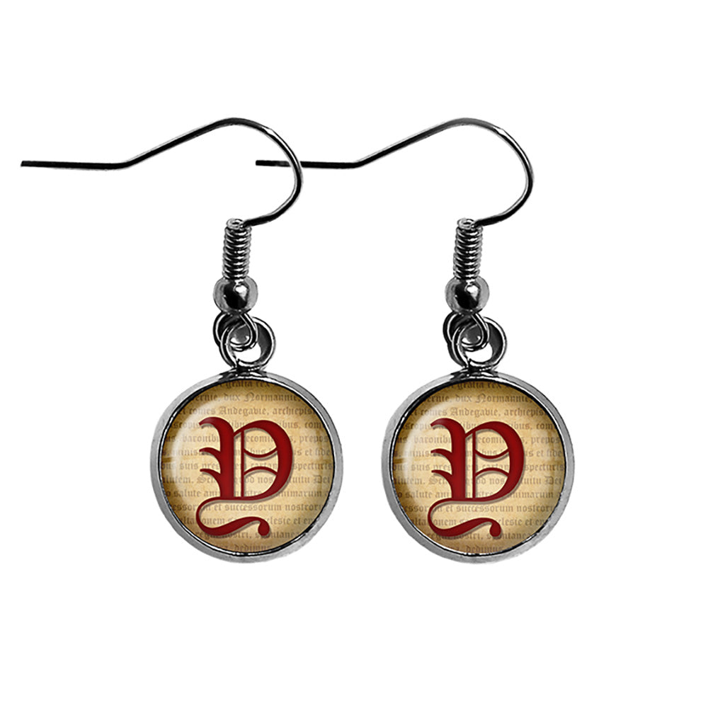 Y Letter Old English Gothic Blackletter Magna Carta Surgical Steel Earrings