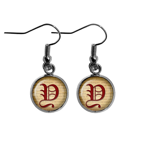 Y Letter Old English Gothic Blackletter Magna Carta Surgical Steel Earrings