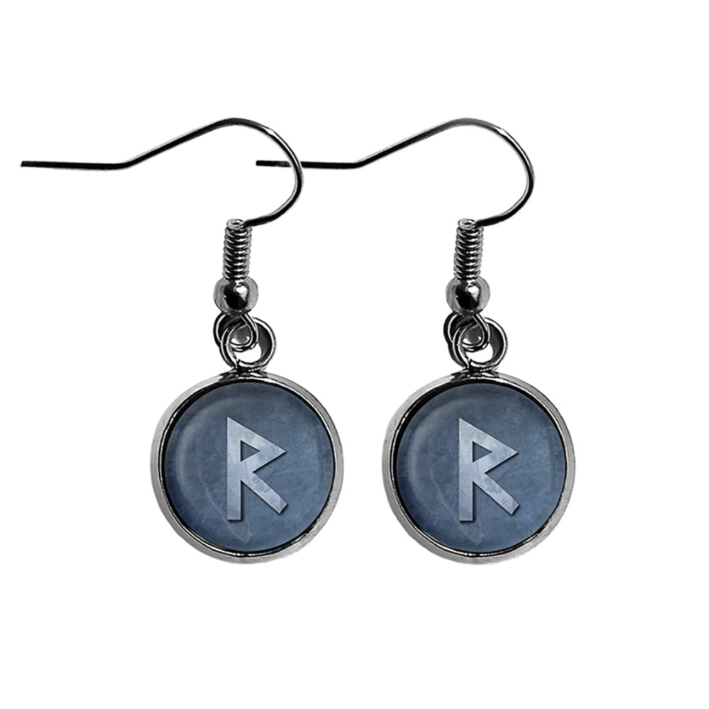 Viking Runes Elder Futhark R Raido W Surgical Steel Earrings