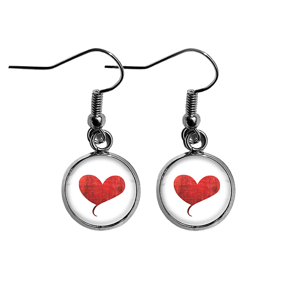Red Valentines Love Heart Surgical Steel Earrings