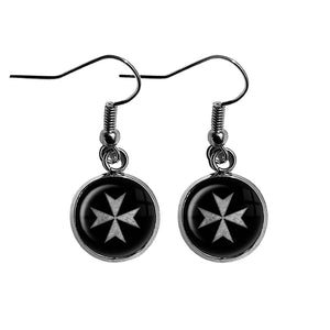 Worn Knights of Malta Hospitalier Hospitaller Surgical Steel Earrings
