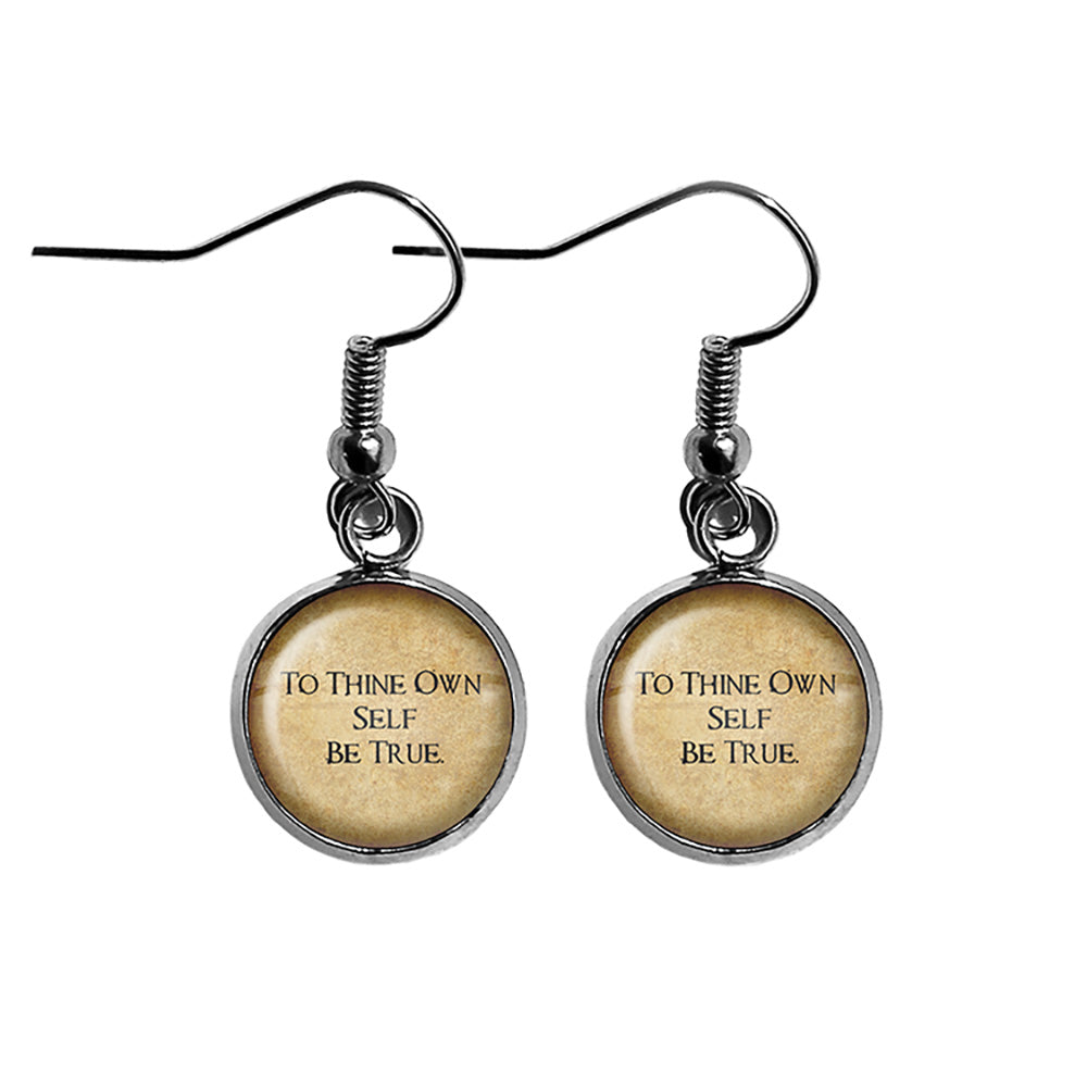 William Shakespeare To Thine Own Self be True Surgical Steel Earrings