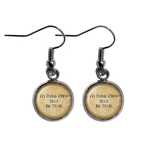 William Shakespeare To Thine Own Self be True Surgical Steel Earrings