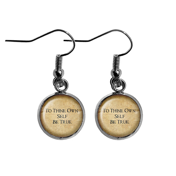 William Shakespeare To Thine Own Self be True Surgical Steel Earrings