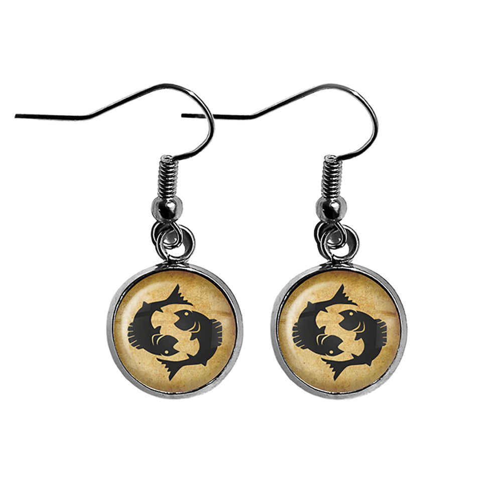 Astrology Zodiac Sign Pisces Surgical Steel Earrings
