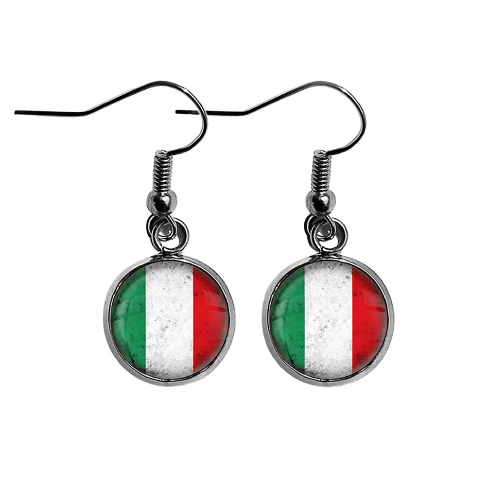 Italy Italian Flag Surgical Steel Earrings