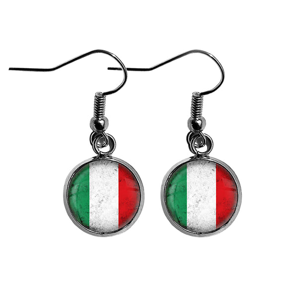 Italy Italian Flag Surgical Steel Earrings