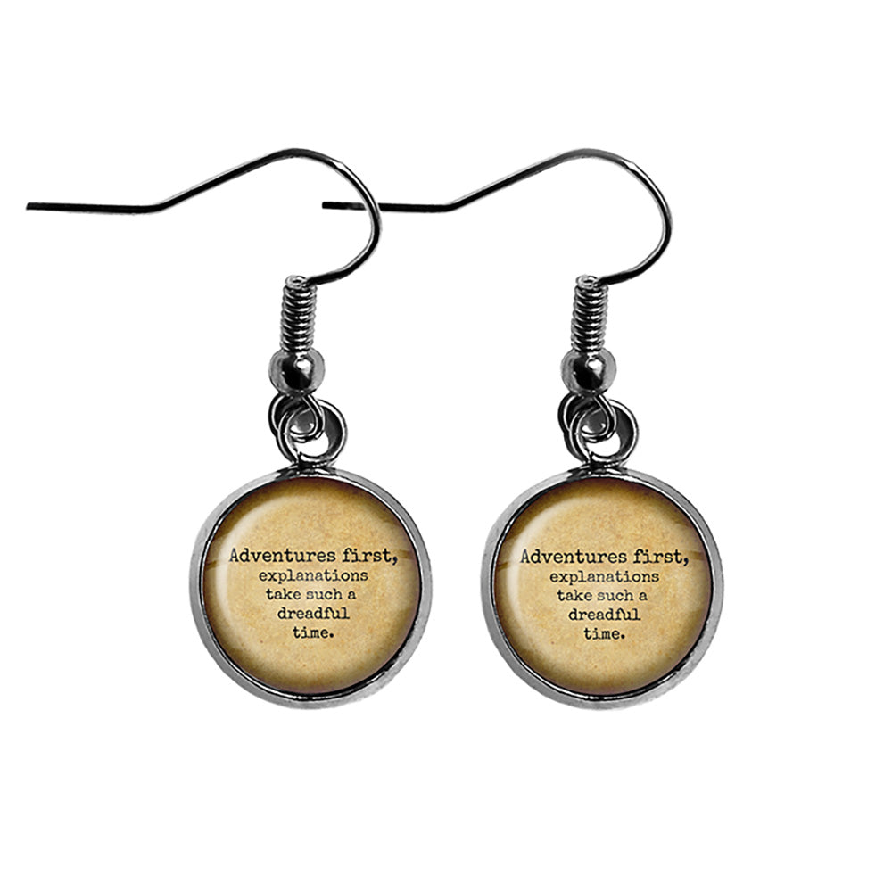 Alice in Wonderland Adventures First Explanations take a Dreadful Time Surgical Steel Earrings
