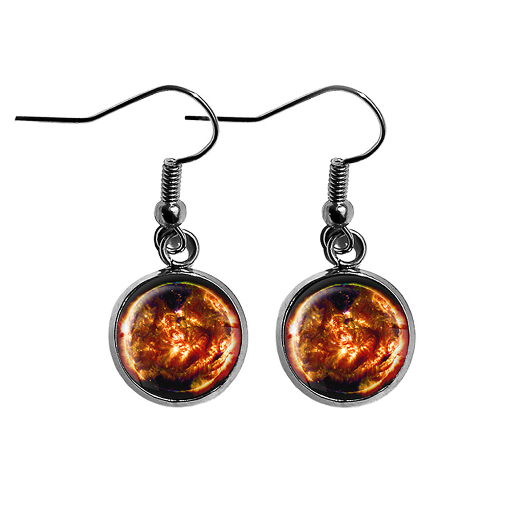 NASA Photograph Sun Fire Surgical Steel Earrings