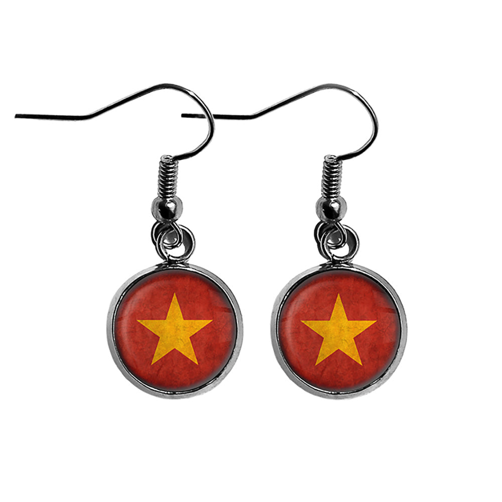 Vietnam Vietnamese Flag Surgical Steel Earrings