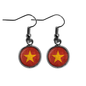 Vietnam Vietnamese Flag Surgical Steel Earrings