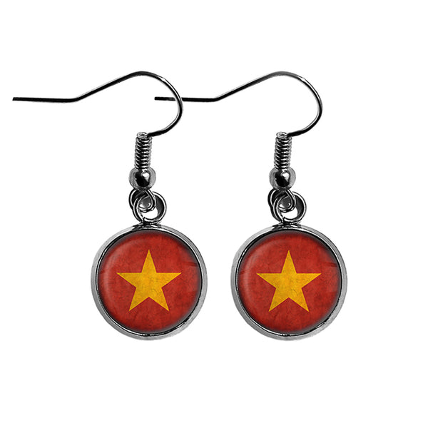 Vietnam Vietnamese Flag Surgical Steel Earrings