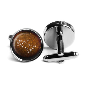 Zodiac Symbol Astrology Gemini Star Constellation Rhodium Silver Cufflinks